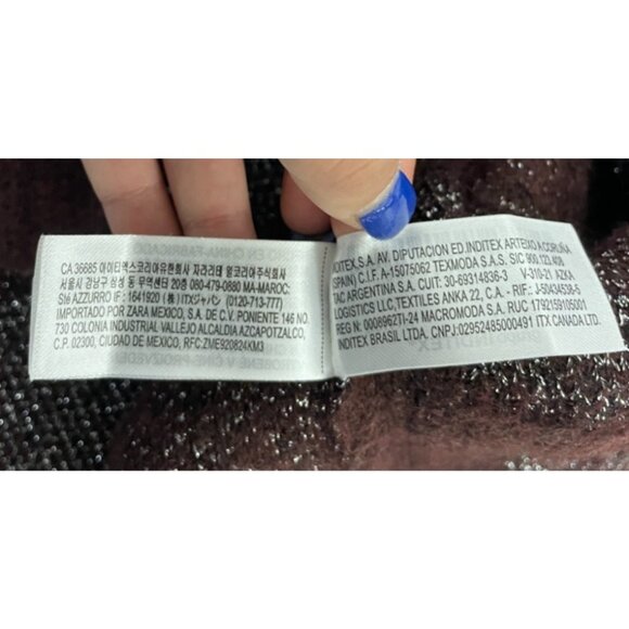 Zara Women Sweater Cardigan Coat L XL Wine Metallic Thread Jacquard 2756/128 NWT - Picture 9 of 15